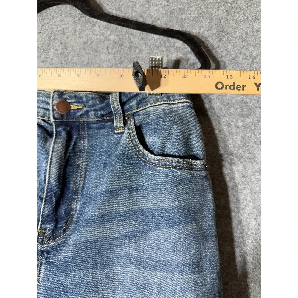 Oliver Logan Addington Split Hem Crop High Rise Wide Leg Blue Denim Jeans 27